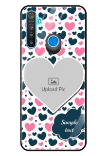 Realme 5s Custom Glass Phone Case  - Pink & Blue Heart Design