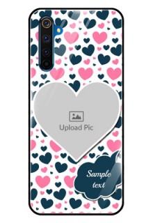 Realme 6 Pro Custom Glass Phone Case  - Pink & Blue Heart Design