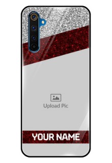 Realme 6 Pro Personalized Glass Phone Case  - Image Holder with Glitter Strip Design