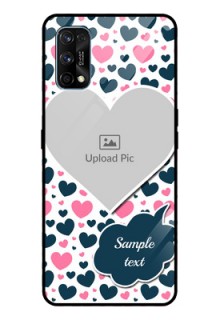Realme 7 Pro Custom Glass Phone Case  - Pink & Blue Heart Design
