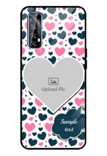 Realme 7 Custom Glass Phone Case  - Pink & Blue Heart Design