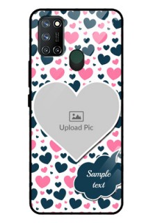 Realme 7I Custom Glass Phone Case  - Pink & Blue Heart Design