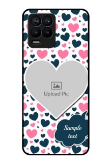 Realme 8 Pro Custom Glass Phone Case - Pink & Blue Heart Design