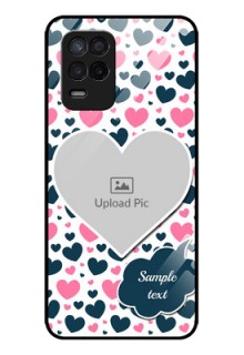 Realme 8s 5G Custom Glass Phone Case - Pink & Blue Heart Design
