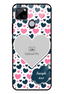 Realme C12 Custom Glass Phone Case  - Pink & Blue Heart Design