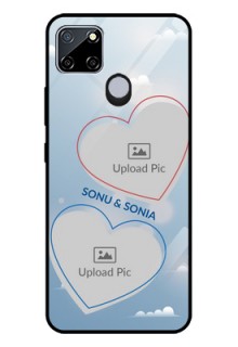 Realme C12 Custom Glass Mobile Case  - Blue Color Couple Design 