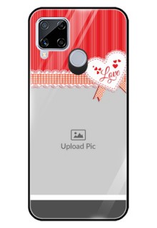 Realme C15 Custom Glass Mobile Case  - Red Love Pattern Design