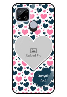 Realme C15 Custom Glass Phone Case  - Pink & Blue Heart Design