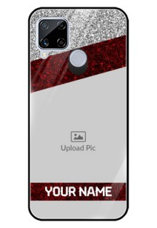 Realme C15 Personalized Glass Phone Case  - Image Holder with Glitter Strip Design