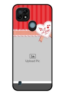 Realme C21 Custom Glass Mobile Case - Red Love Pattern Design