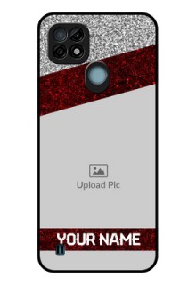 Realme C21 Personalized Glass Phone Case - Image Holder with Glitter Strip Design