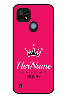 Realme C21 Glass Phone Case Queen with Name