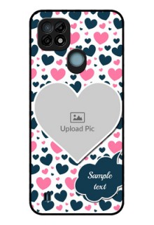 Realme C21Y Custom Glass Phone Case - Pink & Blue Heart Design