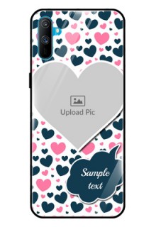 Realme C3 Custom Glass Phone Case  - Pink & Blue Heart Design