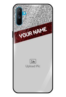 Realme C3 Personalized Glass Phone Case  - Image Holder with Glitter Strip Design