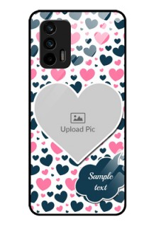 Realme GT 5G Custom Glass Phone Case - Pink & Blue Heart Design