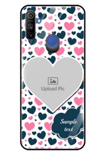 Realme Narzo 10A Custom Glass Phone Case  - Pink & Blue Heart Design