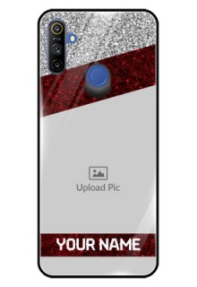 Realme Narzo 10A Personalized Glass Phone Case  - Image Holder with Glitter Strip Design