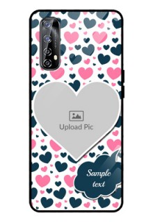 Realme Narzo 20 Pro Custom Glass Phone Case  - Pink & Blue Heart Design