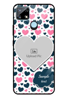 Realme Narzo 20 Custom Glass Phone Case  - Pink & Blue Heart Design