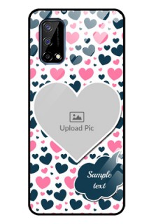 Realme Narzo 30 Pro 5G Custom Glass Phone Case - Pink & Blue Heart Design