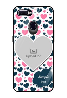 Realme U1 Custom Glass Phone Case  - Pink & Blue Heart Design