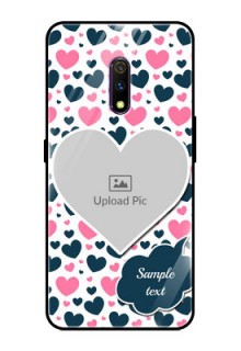 Realme X Custom Glass Phone Case  - Pink & Blue Heart Design