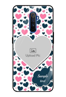 Realme X2 Pro Custom Glass Phone Case  - Pink & Blue Heart Design