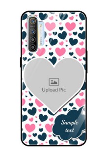 Realme X2 Custom Glass Phone Case  - Pink & Blue Heart Design