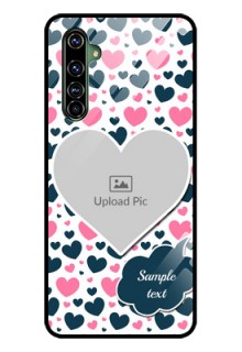 Realme X50 Pro 5G Custom Glass Phone Case - Pink & Blue Heart Design