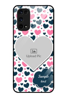 Realme X7 Pro Custom Glass Phone Case  - Pink & Blue Heart Design