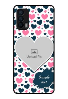 Realme X7 Custom Glass Phone Case  - Pink & Blue Heart Design