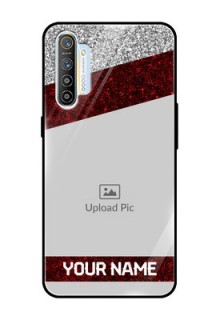 Realme XT Personalized Glass Phone Case  - Image Holder with Glitter Strip Design