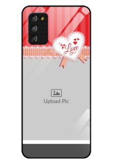 Galaxy A03s Custom Glass Mobile Case - Red Love Pattern Design