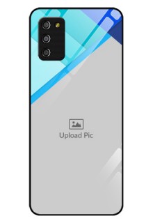 Galaxy A03s Custom Glass Phone Case - Blue Pattern Design