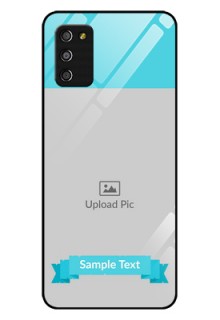 Galaxy A03s Personalized Glass Phone Case - Simple Blue Color Design