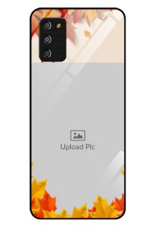 Galaxy A03s Photo Printing on Glass Case - Autumn Maple Leaves Design