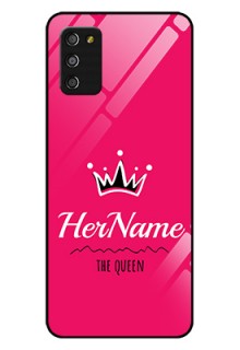 Galaxy A03s Glass Phone Case Queen with Name