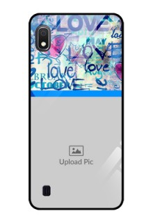 Galaxy A10 Custom Glass Mobile Case - Colorful Love Design