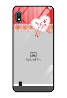 Galaxy A10 Custom Glass Mobile Case - Red Love Pattern Design