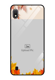 Galaxy A10 Photo Printing on Glass Case - Autumn Maple Leaves Design