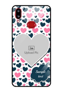 Galaxy A10s Custom Glass Phone Case - Pink & Blue Heart Design