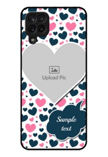 Galaxy A12 Custom Glass Phone Case - Pink & Blue Heart Design