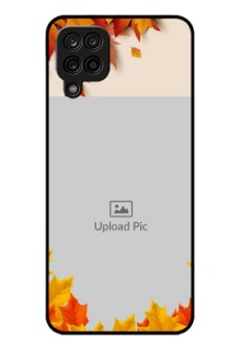 Galaxy A12 Photo Printing on Glass Case - Autumn Maple Leaves Design