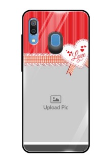 Samsung Galaxy A20 Custom Glass Mobile Case  - Red Love Pattern Design