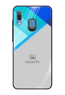 Samsung Galaxy A20 Custom Glass Phone Case  - Blue Pattern Design