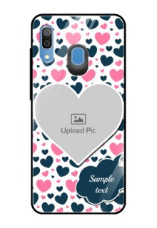 Samsung Galaxy A20 Custom Glass Phone Case  - Pink & Blue Heart Design