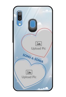 Samsung Galaxy A20 Custom Glass Mobile Case  - Blue Color Couple Design 
