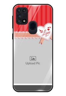 Galaxy A21s Custom Glass Mobile Case  - Red Love Pattern Design