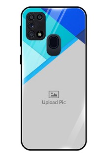 Galaxy A21s Custom Glass Phone Case  - Blue Pattern Design
